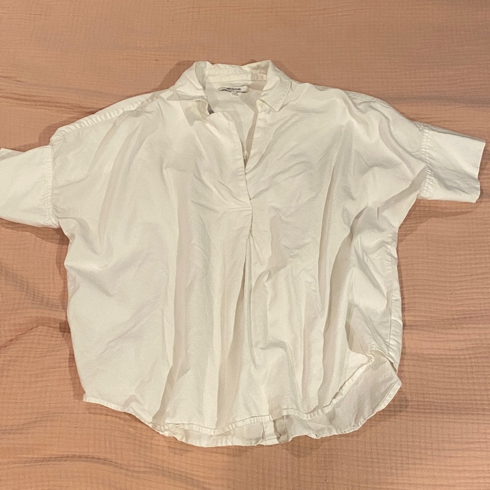 Madewell White Short Sleeve Blouse